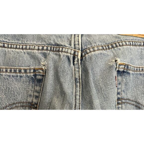 Levis 505 Straight Leg 36x32 Blue Jeans Mild Distress Denim 90s VINTAGE - Picture 7 of 13